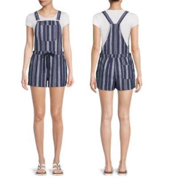 No Boundaries Women’s Stretchy Denim-Style Overall Romper – XL/XXL (15-17) - Picture 1 of 8